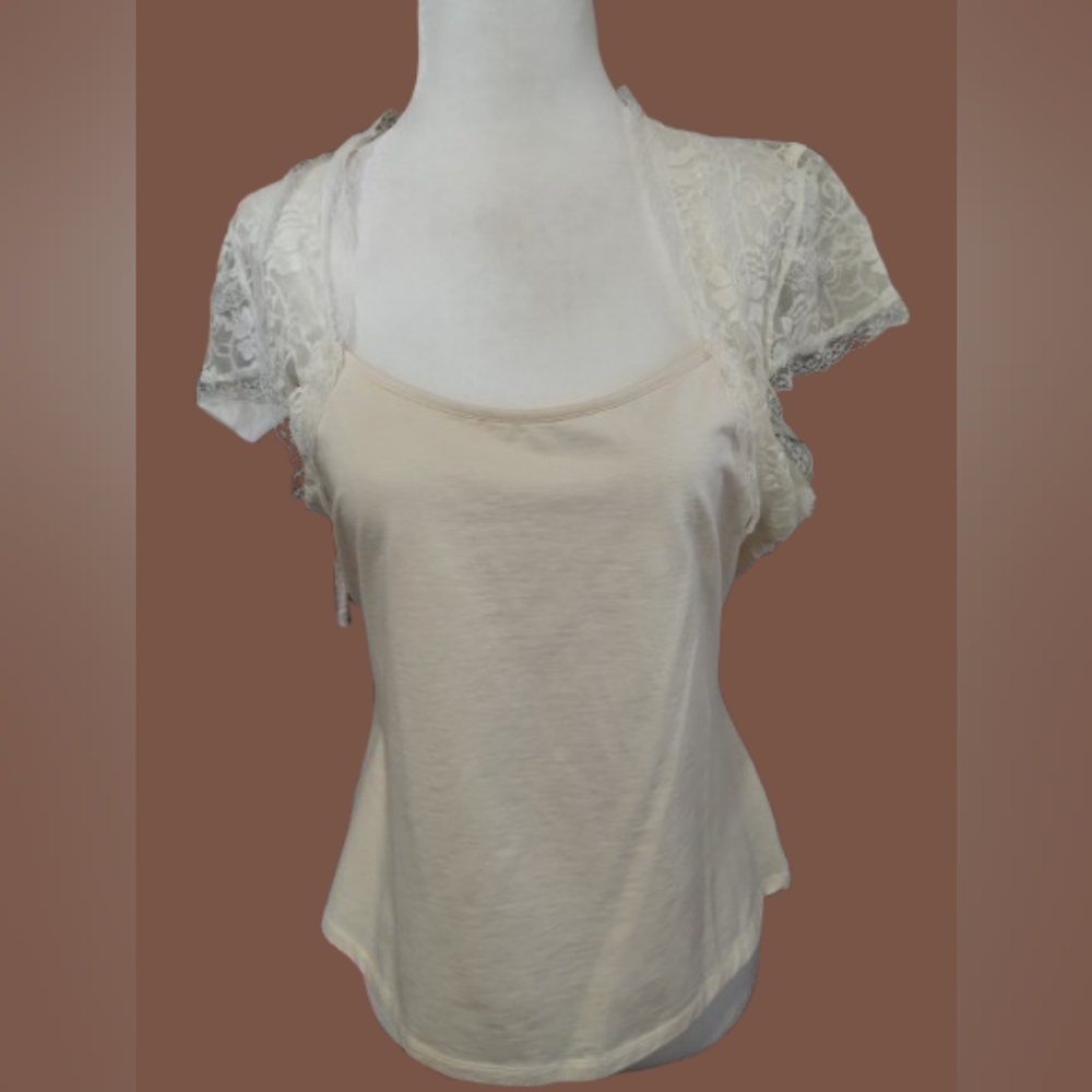 NWOT WD.NY Cream, Open Lace Back & Shoulders XL